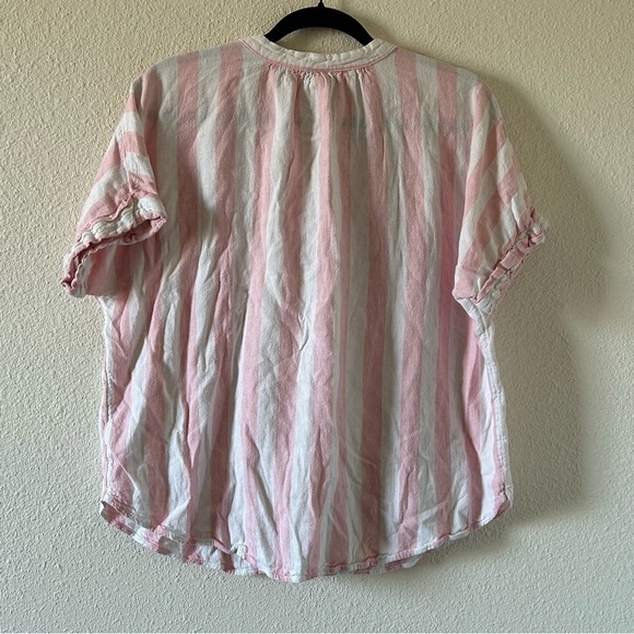 A New Day Women’s Pop Over Shirt Linen Blend XXL Pink Striped Dolman Sleeves - Picture 6 of 7
